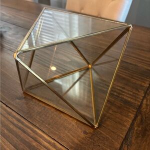 Geometric Glass Terrarium with Gold Frame